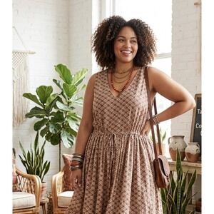 Ace & Jig Tamar Dress in Connoisseur (Brown and White) NWT Sz. 4X AJ1073 Boho